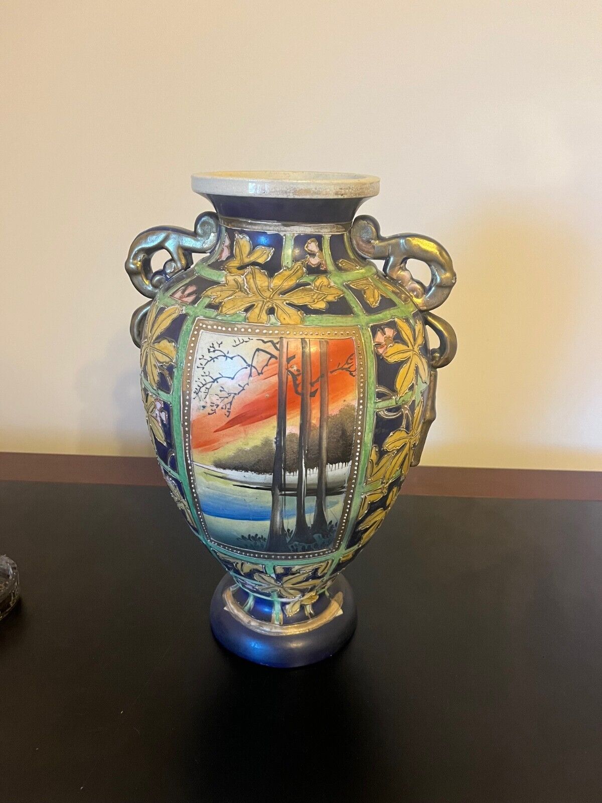 Japanese Pottery Tall Vase - 16\