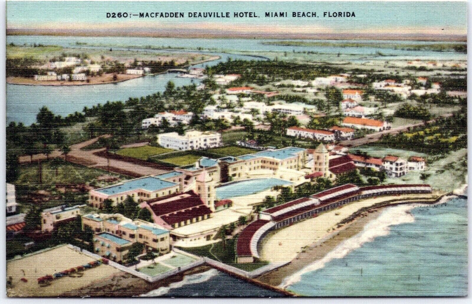 Postcard Linen FL MacFadden Deauville Hotel Motel View Miami Beach Florida