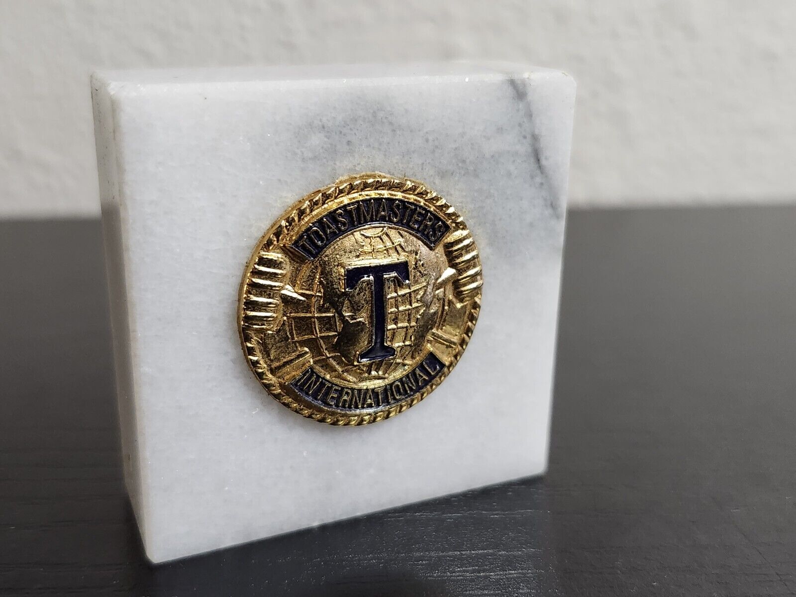 Vintage Toastmaster International Gold Tone And Marble Award Paperweight