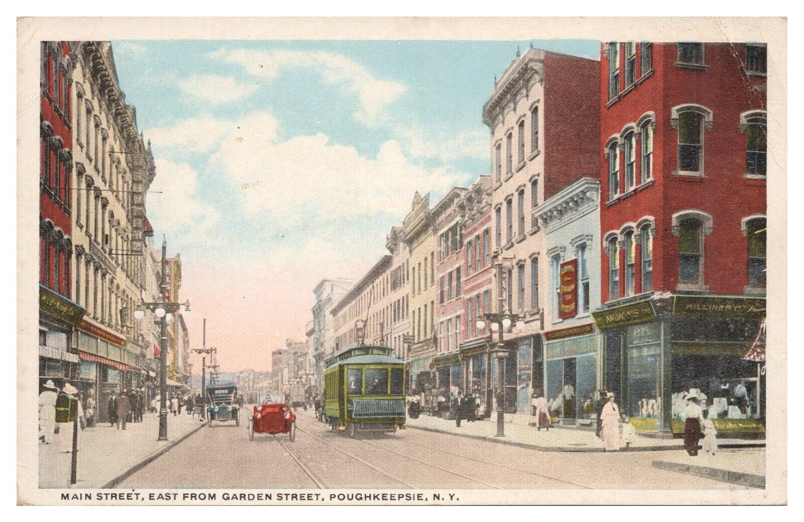 Vintage Poughkeepsie NY Postcard Main Street from Garden Street WB Unposted