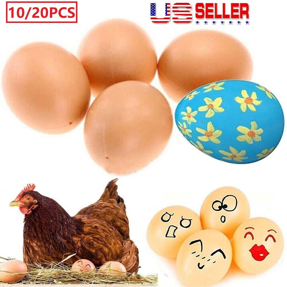 20×Fake Dummy Egg Hen Poultry Chicken Joke Prank Plastic Eggs Home Party Decor