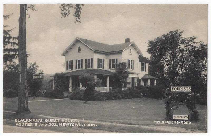 Newtown, Connecticut, Vintage Postcard View of Blackman\'s Guest House