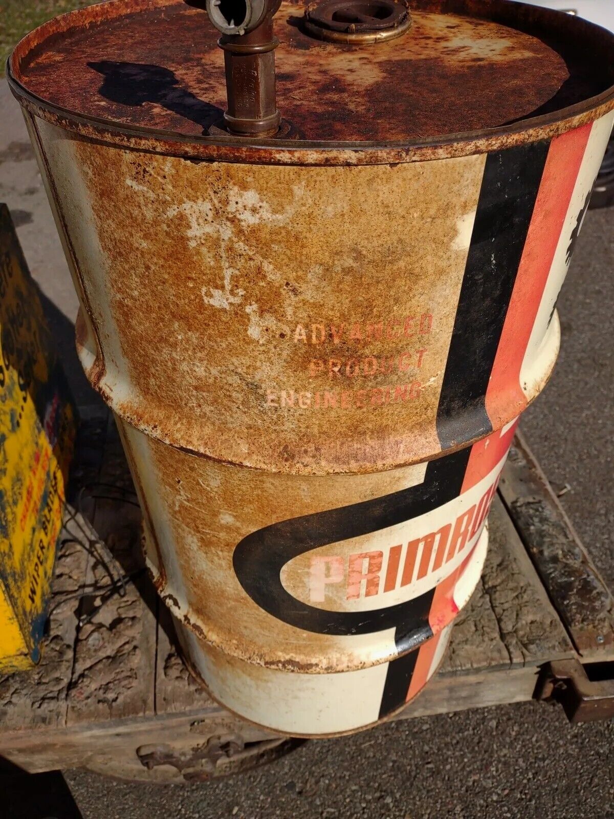 Antique Primrose Oil Barrel Trash Can Removable Lid Drum Vintage 3 Color *Neat*