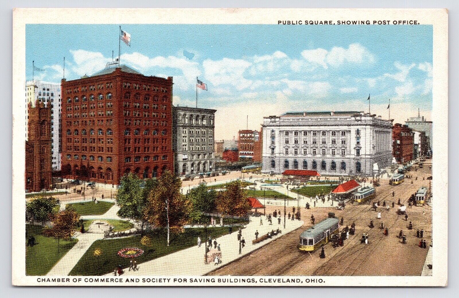 1920s~Public Square~Downtown~Chamber of Commerce~Cleveland OH~VTG Postcard