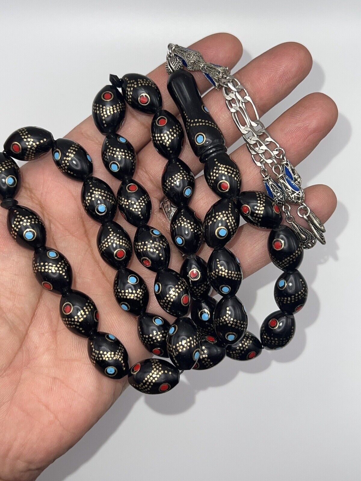 Kouk Misbaha Kuka Tasbih Rosary Inlaid Prayer Beads سبحة كوك مطعم فيروز ومرجان