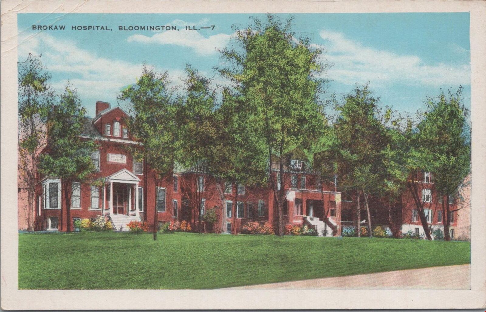 Postcard Brokaw Hospital Bloomington IL 