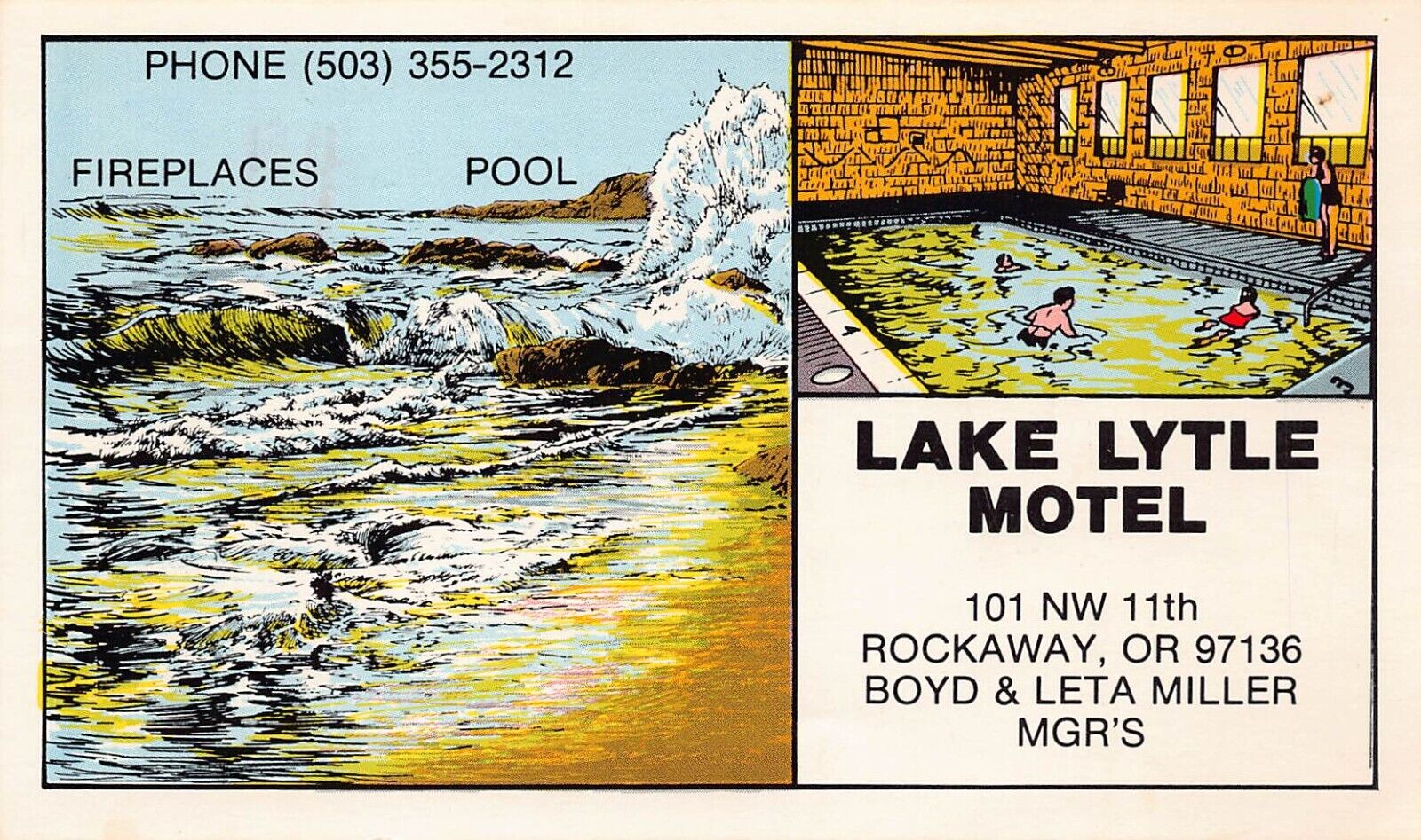 Rockaway Beach OR Oregon Lake Lytle Motel Hotel Demolished 1967 Vtg Postcard C17