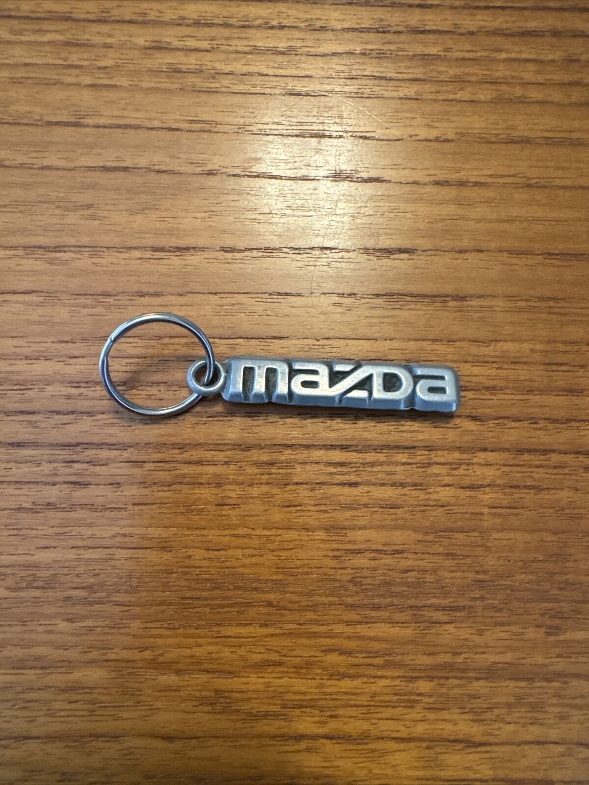 Vintage MAZDA Pewter Keychain by Lawrence Stanley Jewelers Key Fob 1980s