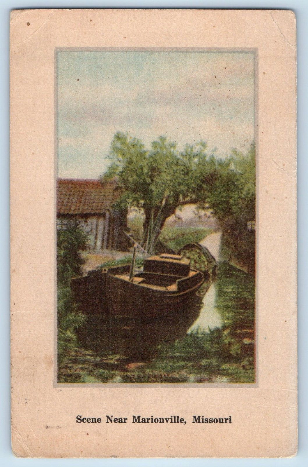 Marionville Missouri MO Postcard Scene Near Boat Lake River 1910 Vintage Antique