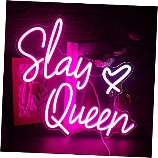 Slay Queen Neon Sign Pink White LED Neon Light Up Signs for slay queen pink