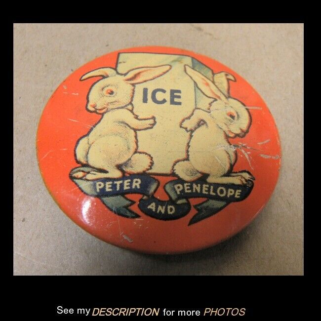  Antique 1939-40 New York World's Fair Vendor Badge Peter & Penelope Ice