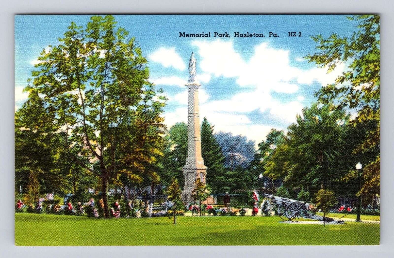 Hazleton PA-Pennsylvania, Memorial Park, Antique Vintage Souvenir Postcard