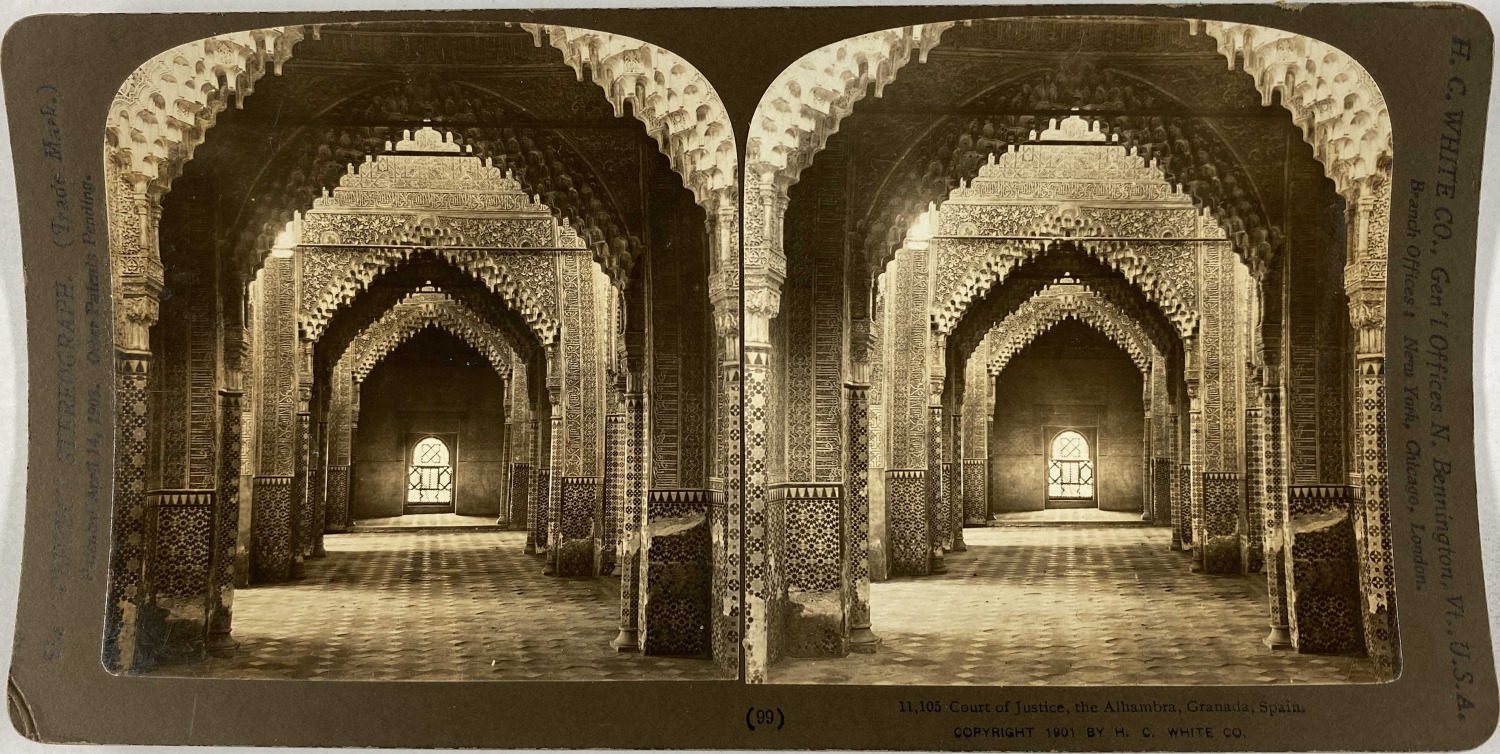 White, Stereo, Spain, Granada, the Alhambra, Court of Justice Vintage Stereo Car