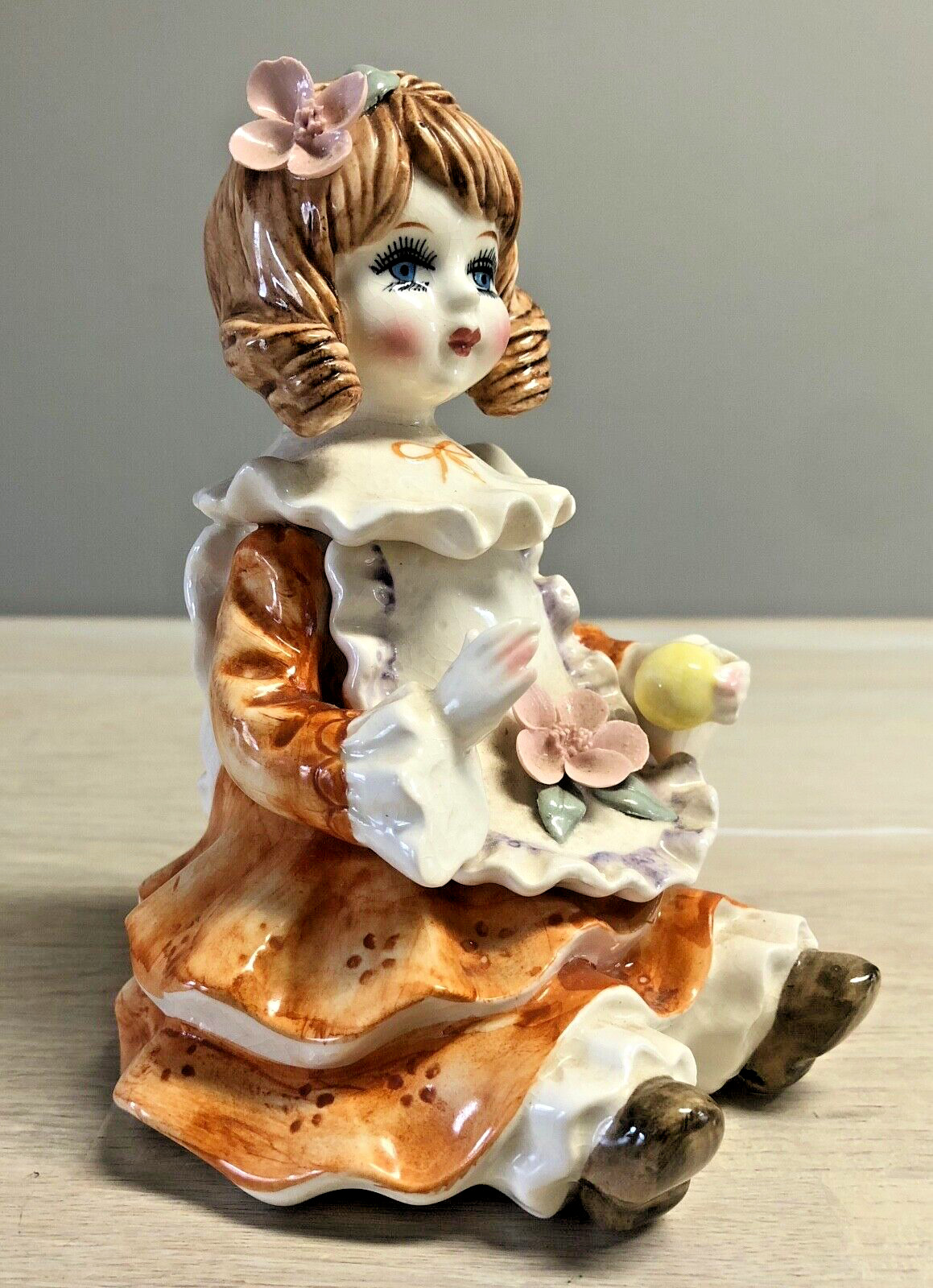 Lefton Japan Hand Painted Abigail Porcelain Doll Music Box Vintage 1962