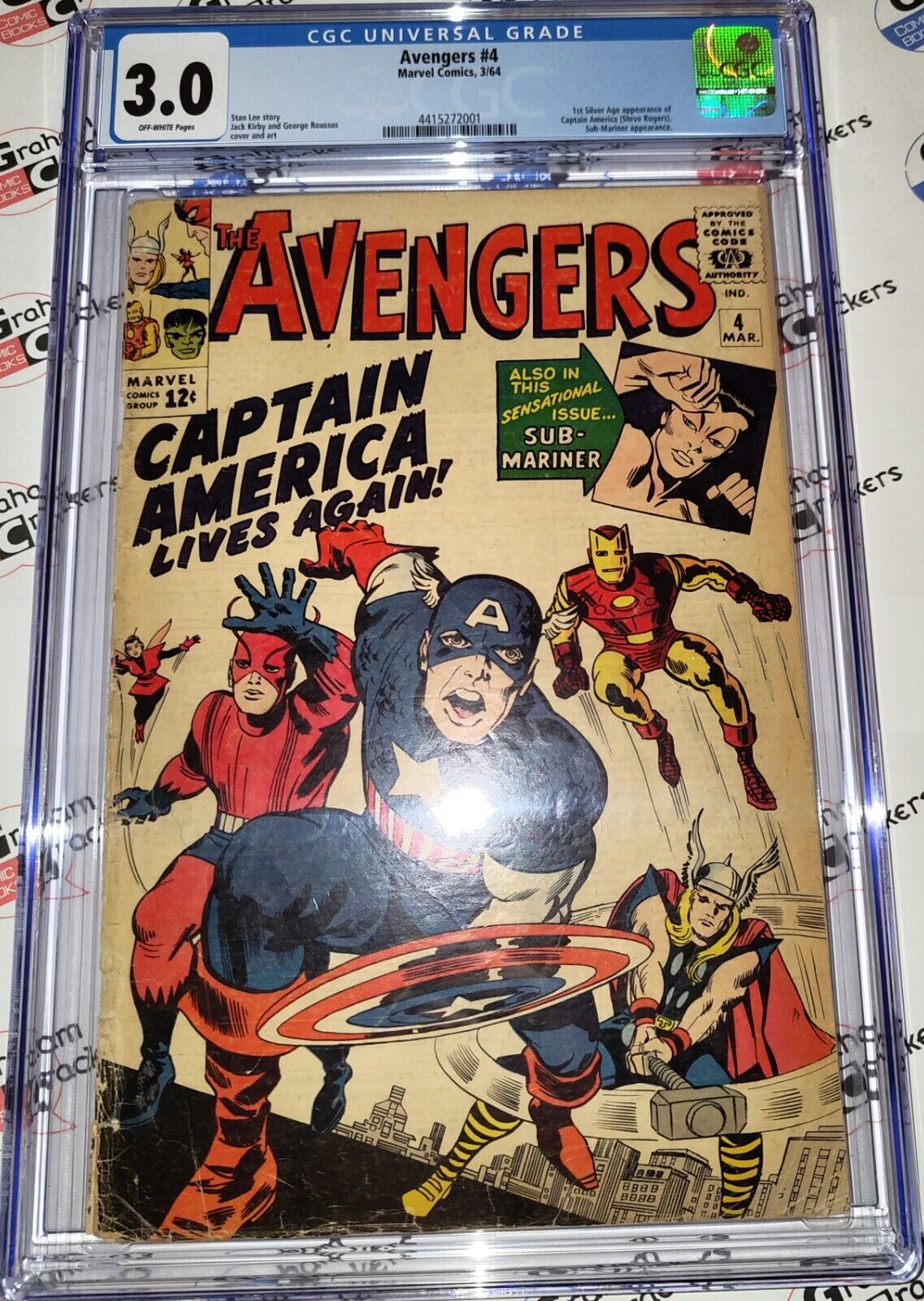 Avengers #4 (1963) CGC 3.0 1st Silver Age Captain America Stan Lee Jack Kirby