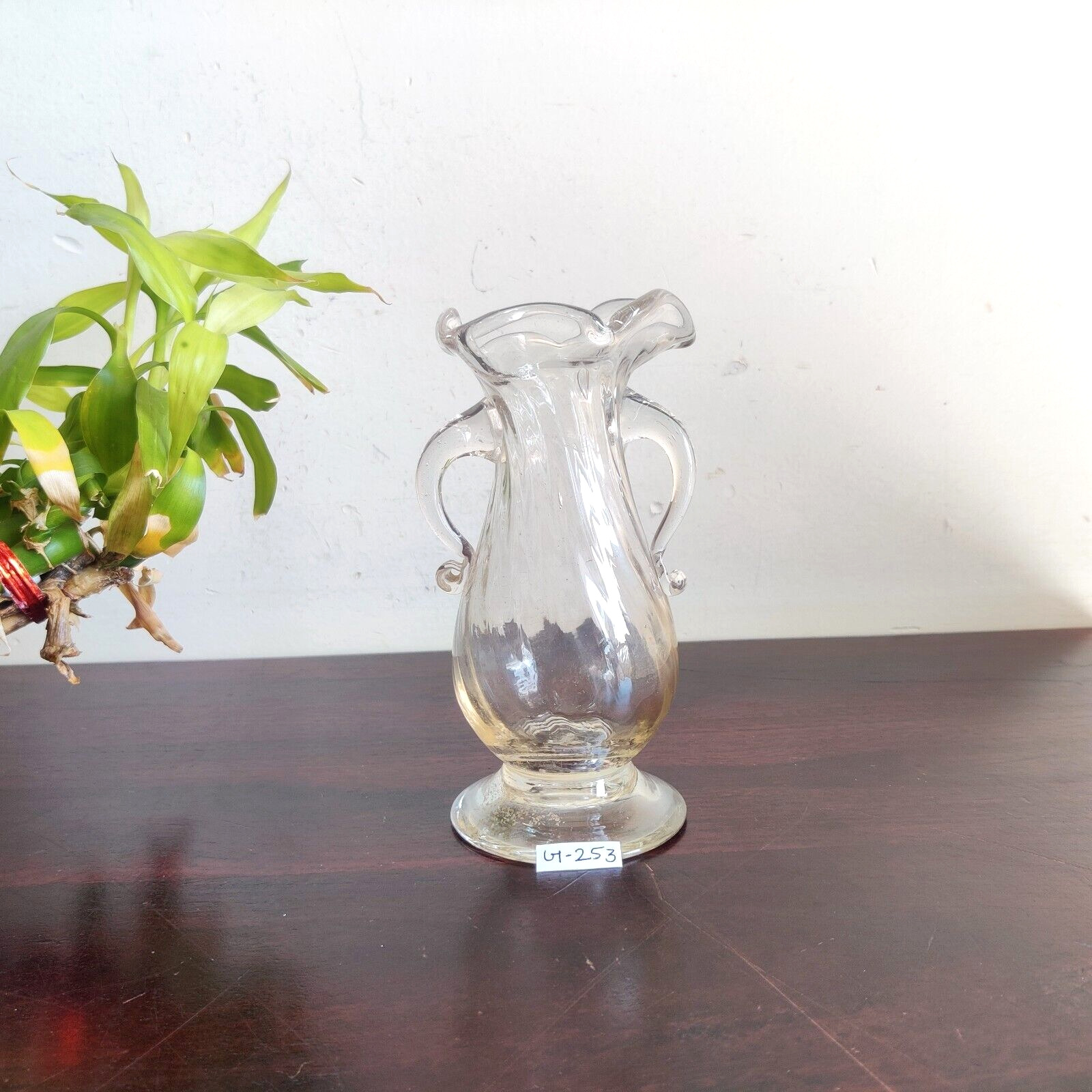 1930s Vintage Beautiful Flower Vase Clear Glass Old Decorative Collectible GV107