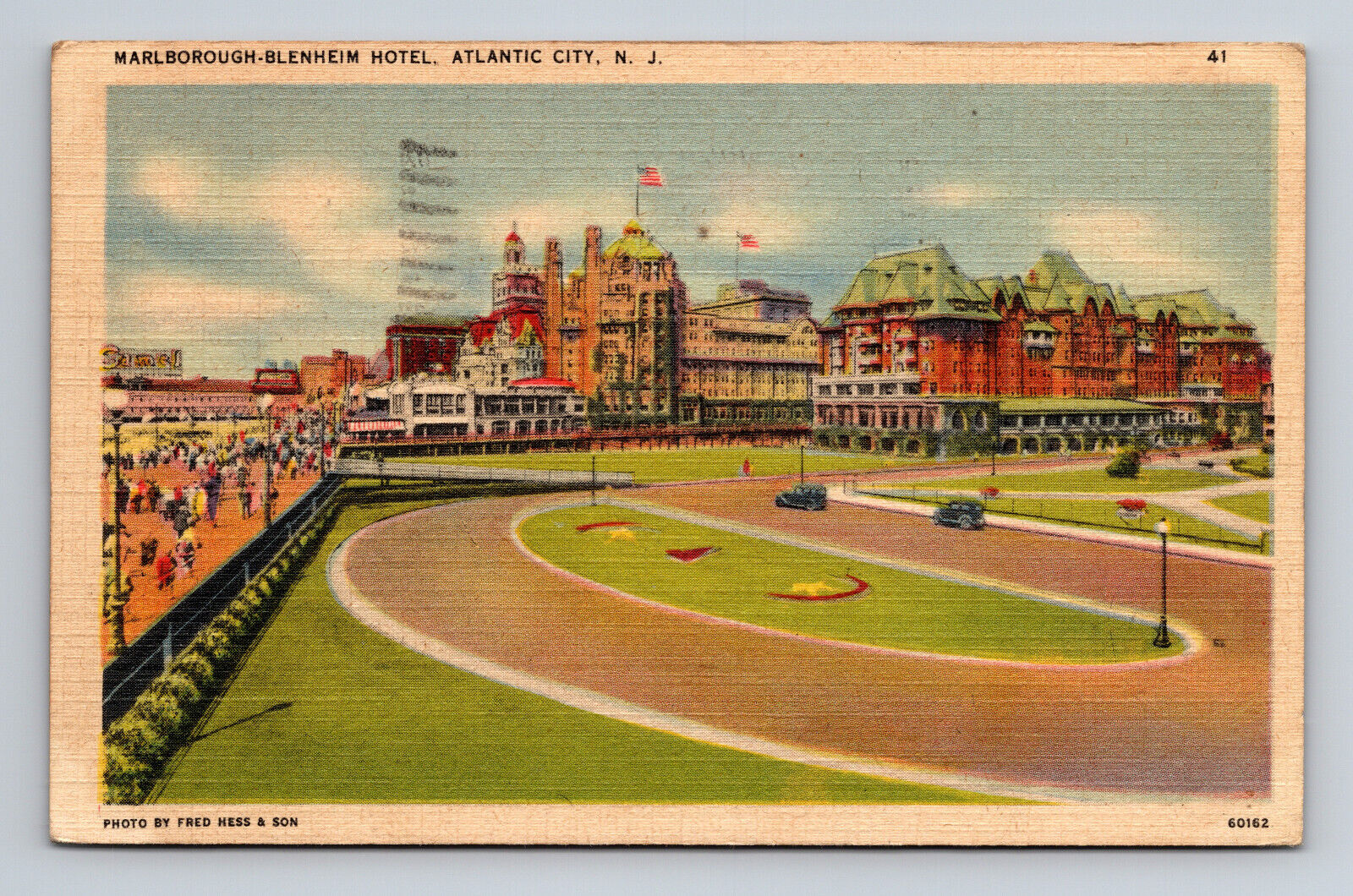 Marlborough Blenheim Hotel Atlantic City NJ Linen Postcard Old Cars
