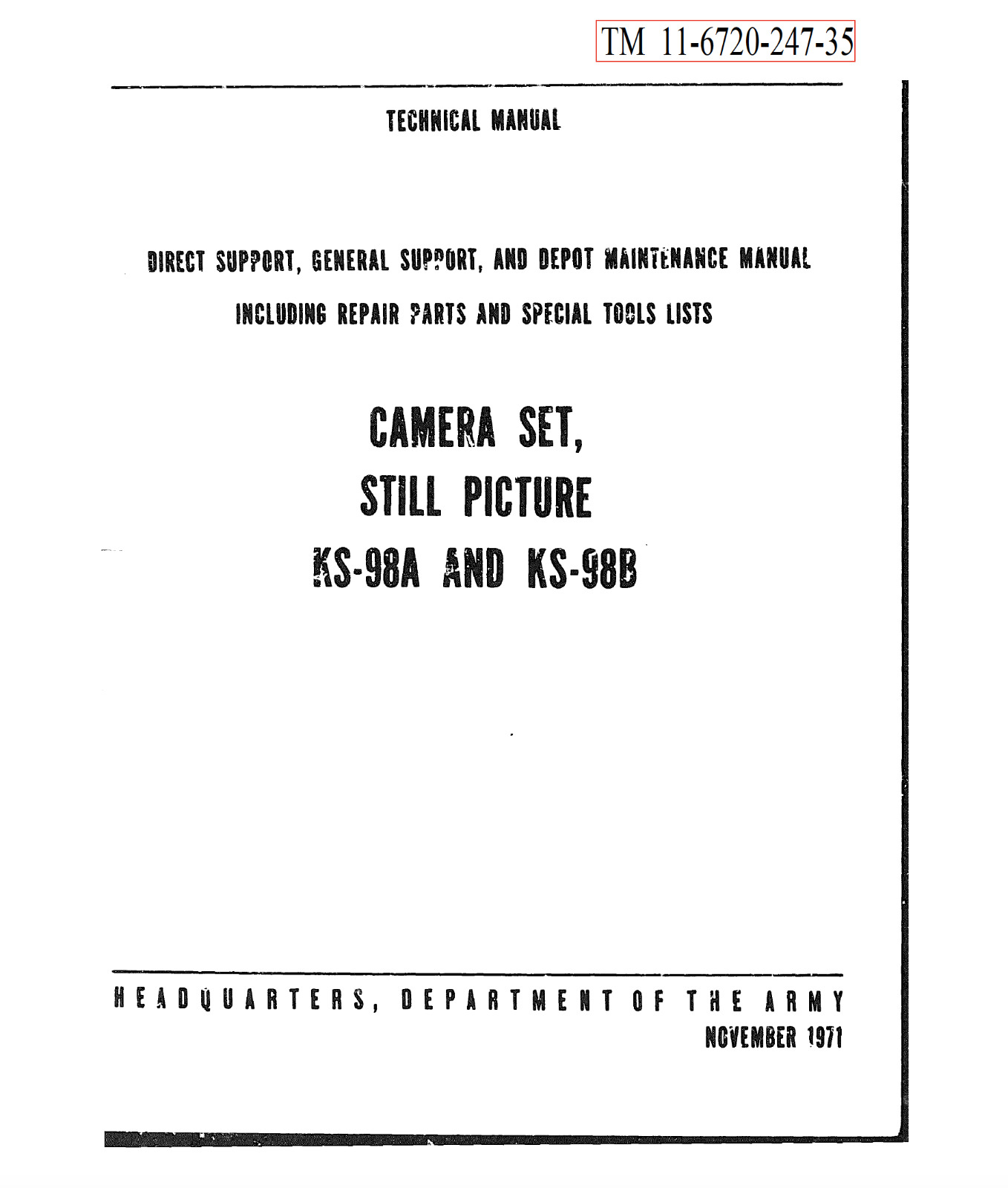 111 Page TOPCON CAMERA KS-99B Depot Maintenance Repair Parts Tool Manual CD