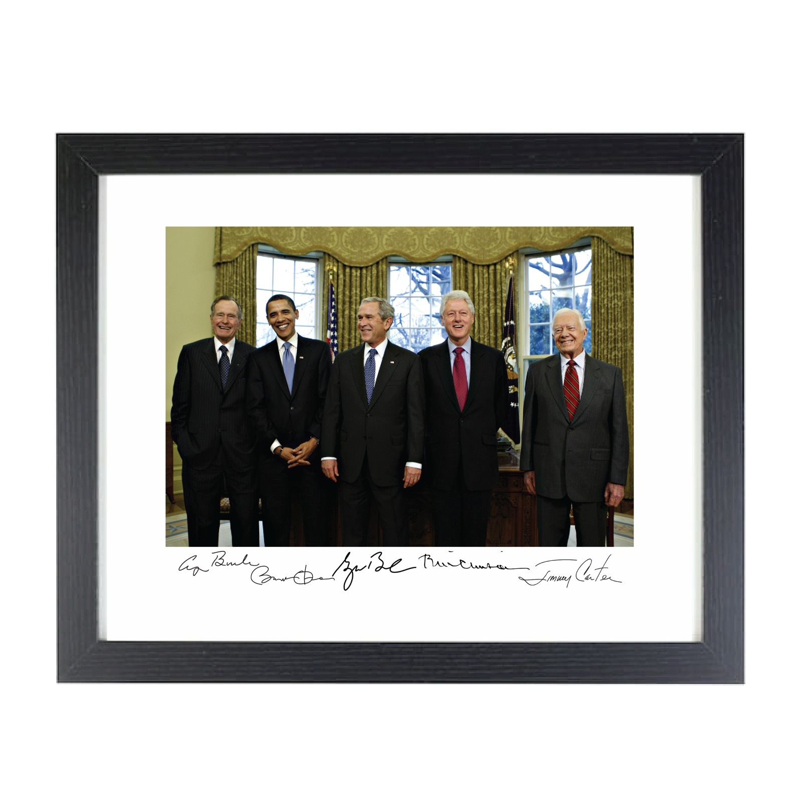 President Barack Obama Clinton George Bush Carter Facsimile Framed Photo