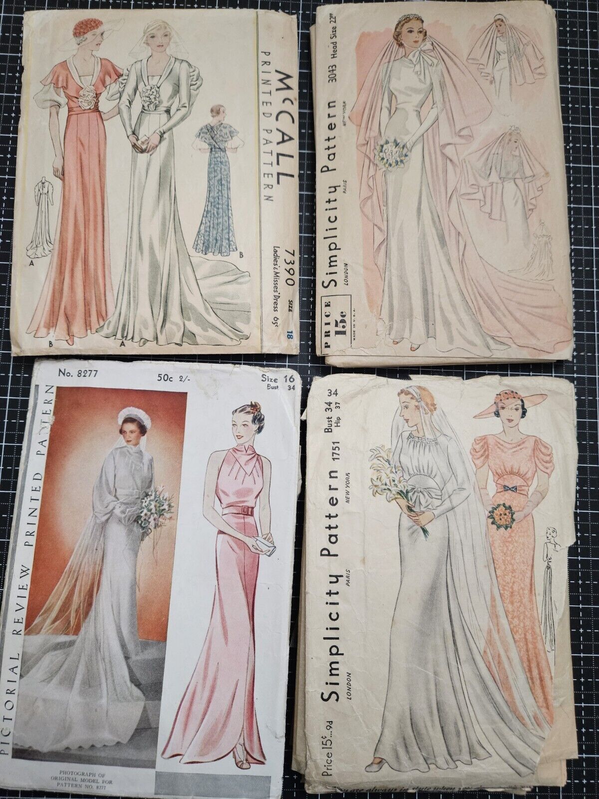 Vintage 30\'s & 40\'s  Wedding dress sewing Patterns all original