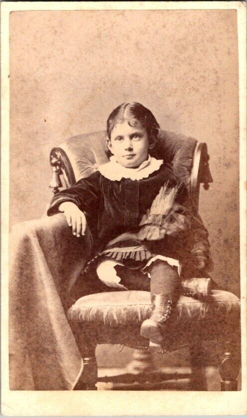 Pretty Little Girl, Cute Dress, 1870s CDV Photo. #2073