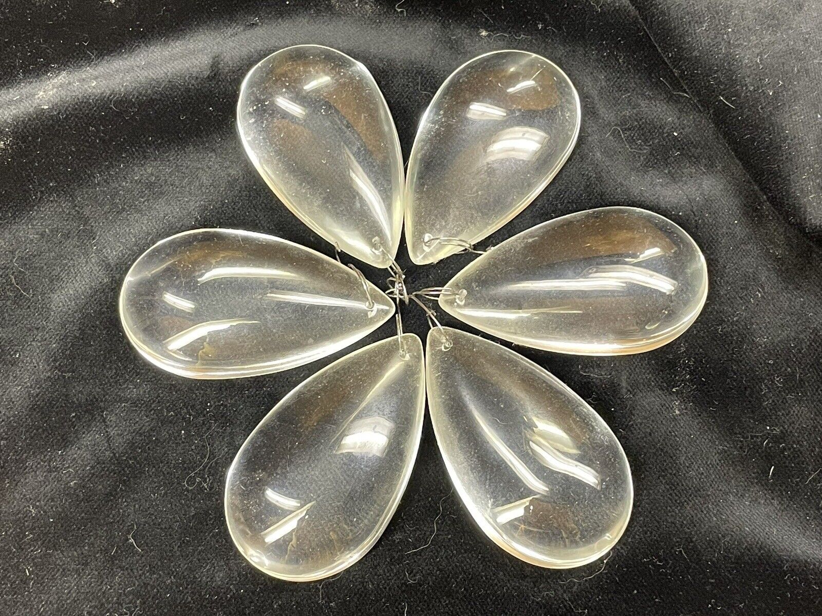 6 PCs Teardrop Chandelier Smooth Crystal Glass Pendants