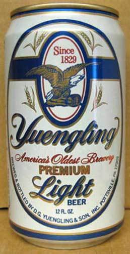 YUENGLING LIGHT BEER Can with EAGLE 162 Years, Pottsville, PENNSYLVANIA 1991, 1+