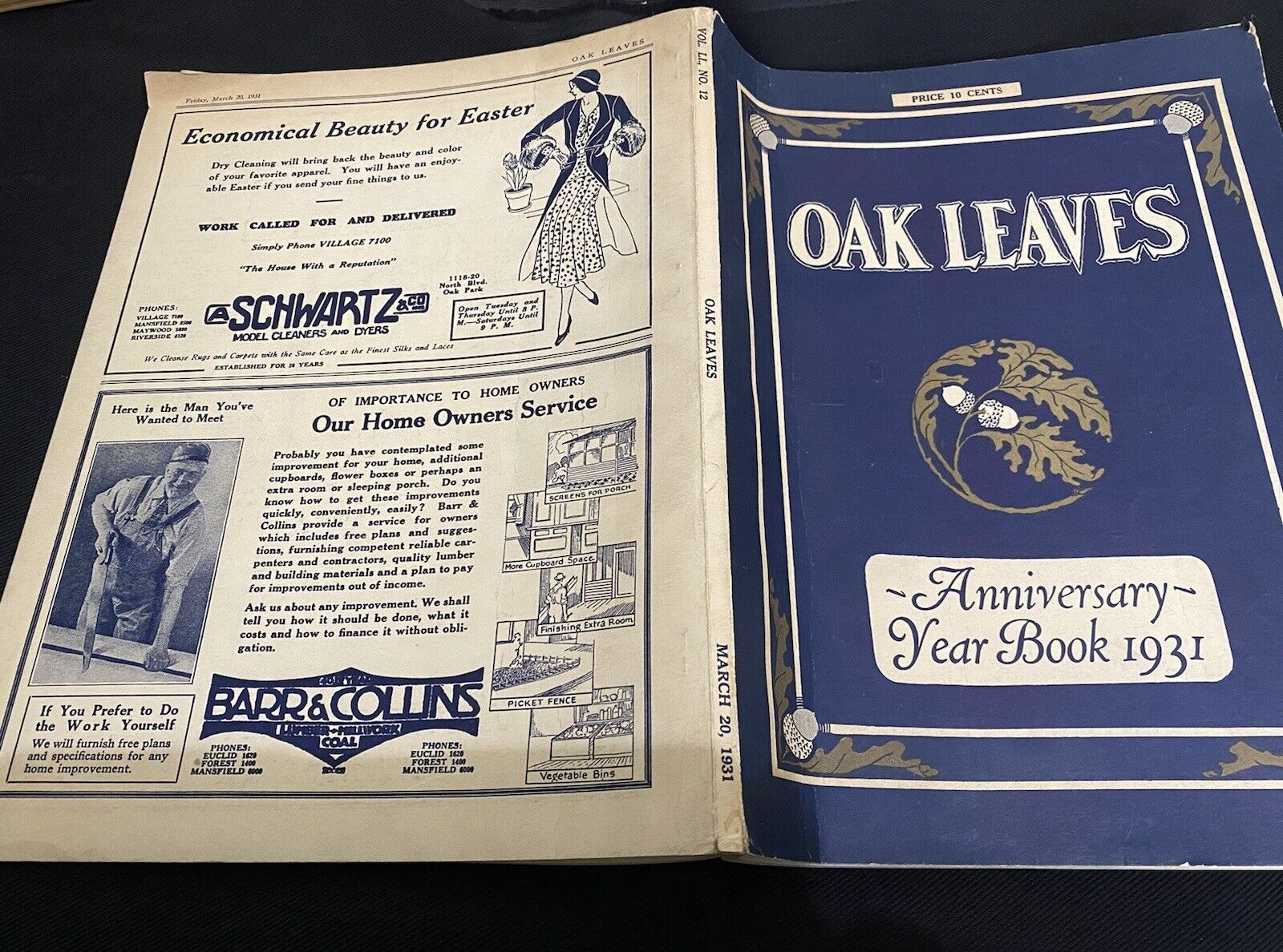 Vtg 1931 oak leaves newspaper yearbook oak park Illinois  Advertisements