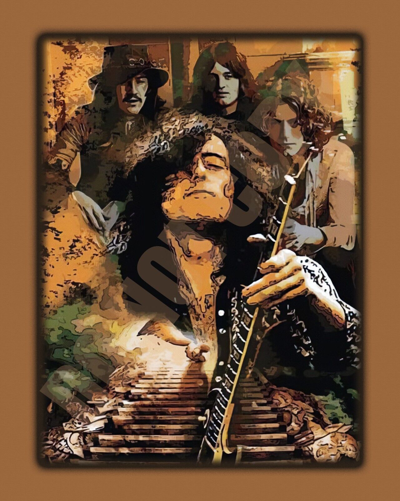 Led Zeppelin Robert Plant Jimmy Page John Paul Jones Jason Bonham Art 8x10 Photo