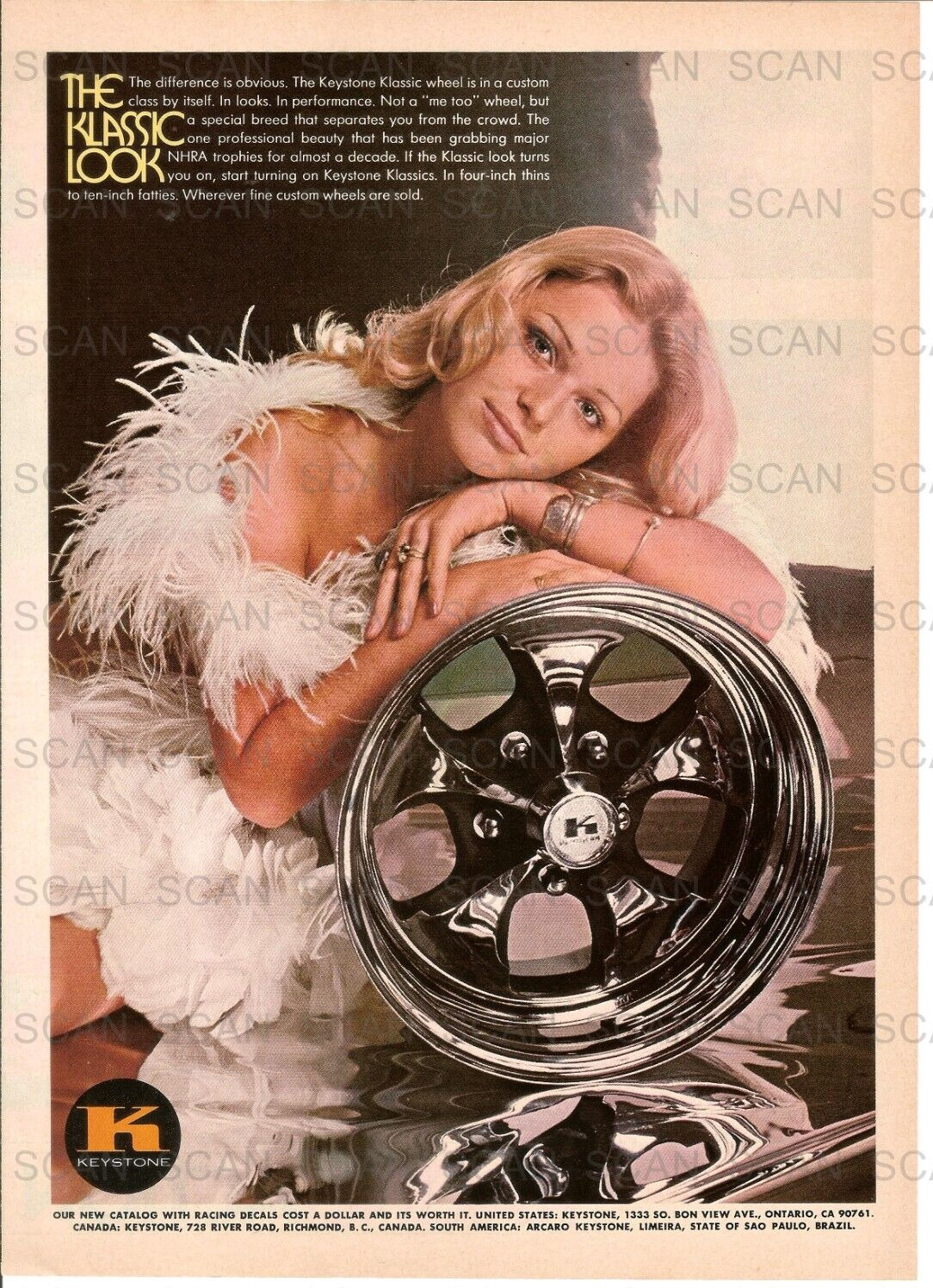 1974 Keystone Wheels Vintage Magazine Ad  Mag Wheels  Sexy Girl Klassic Look