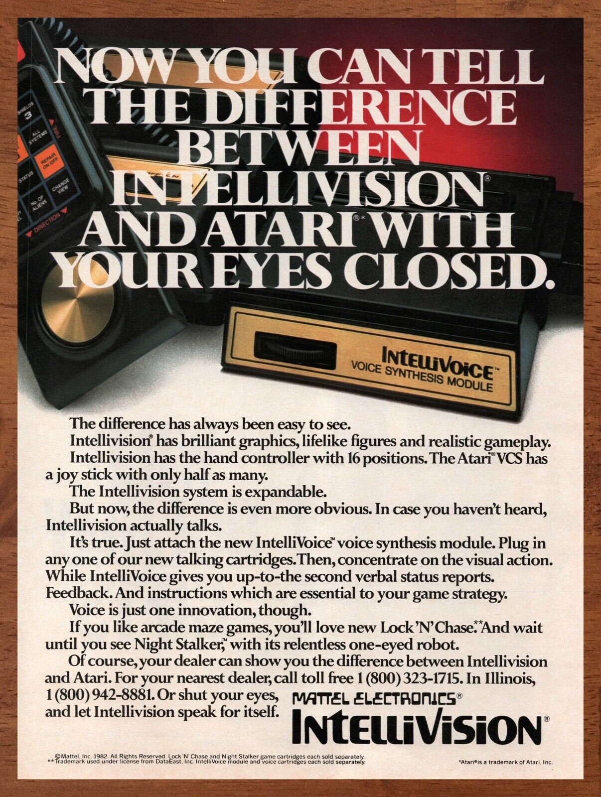 1982 Intellivision Intellivoice Vintage Print Ad/Poster Authentic Video Game Art