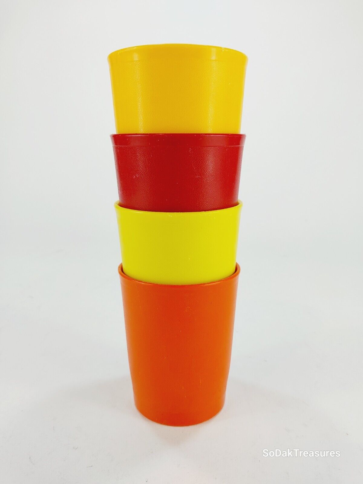 4 Vintage Tupperware 6 oz Juice Tumblers 1251 Harvest Colors Cups Multi Color