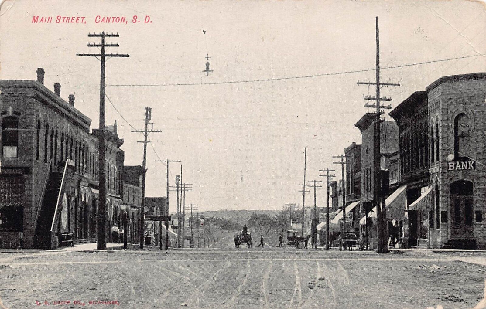 1908 Canton South Dakota SD Main Street Scene Postcard