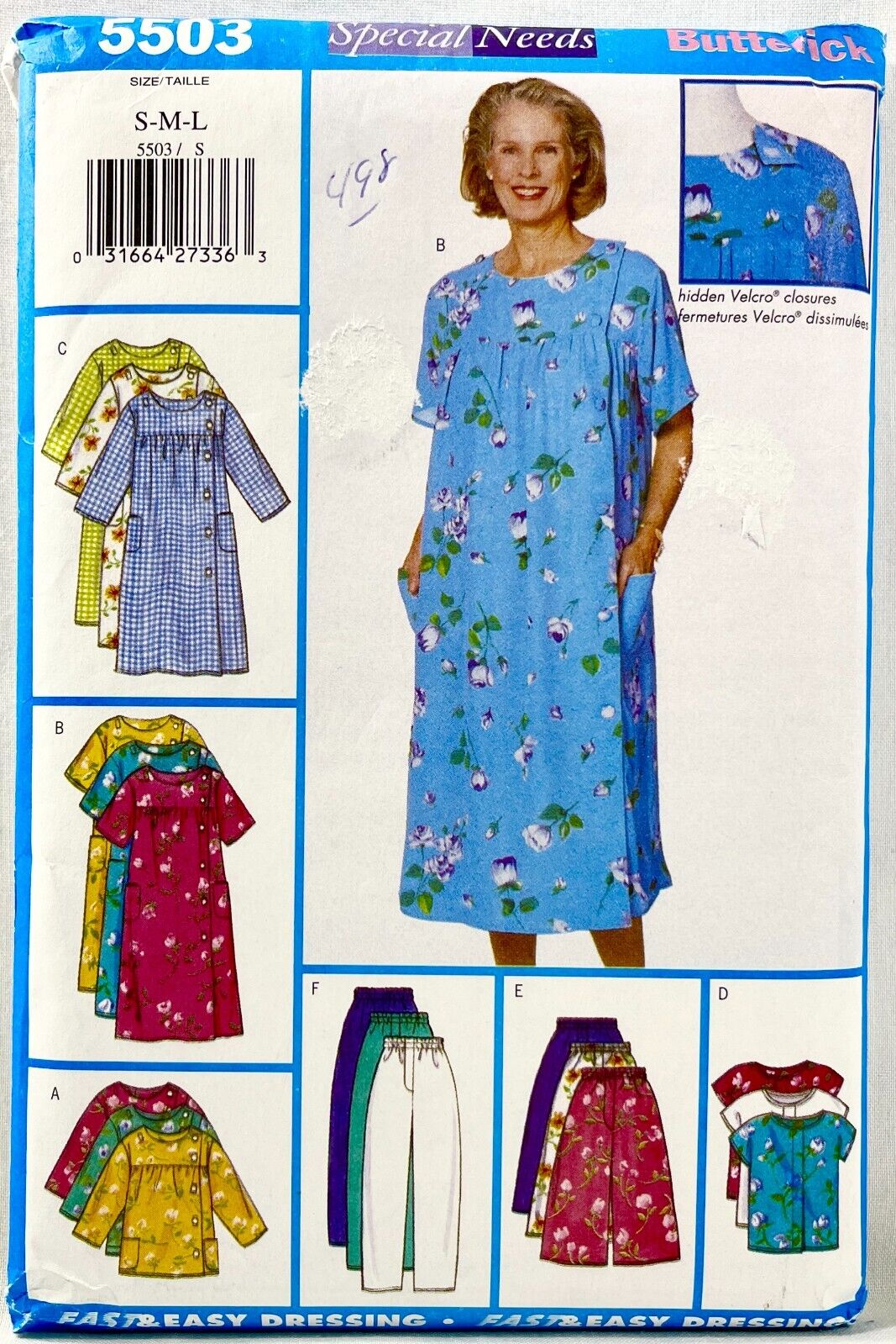 1998 Butterick Sewing Pattern 5503 Women Special Needs Dress Culottes 8-18 14409