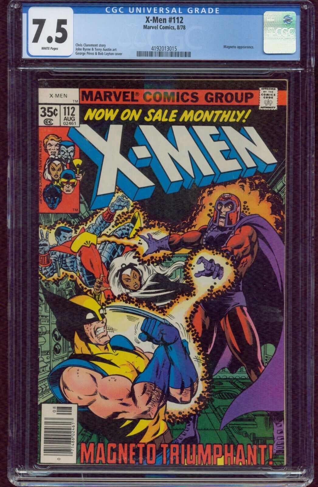 X-MEN #112 CGC 7.5 VERY FINE- NEWSSTAND EDITION MAGNETO APPEARANCE G-911