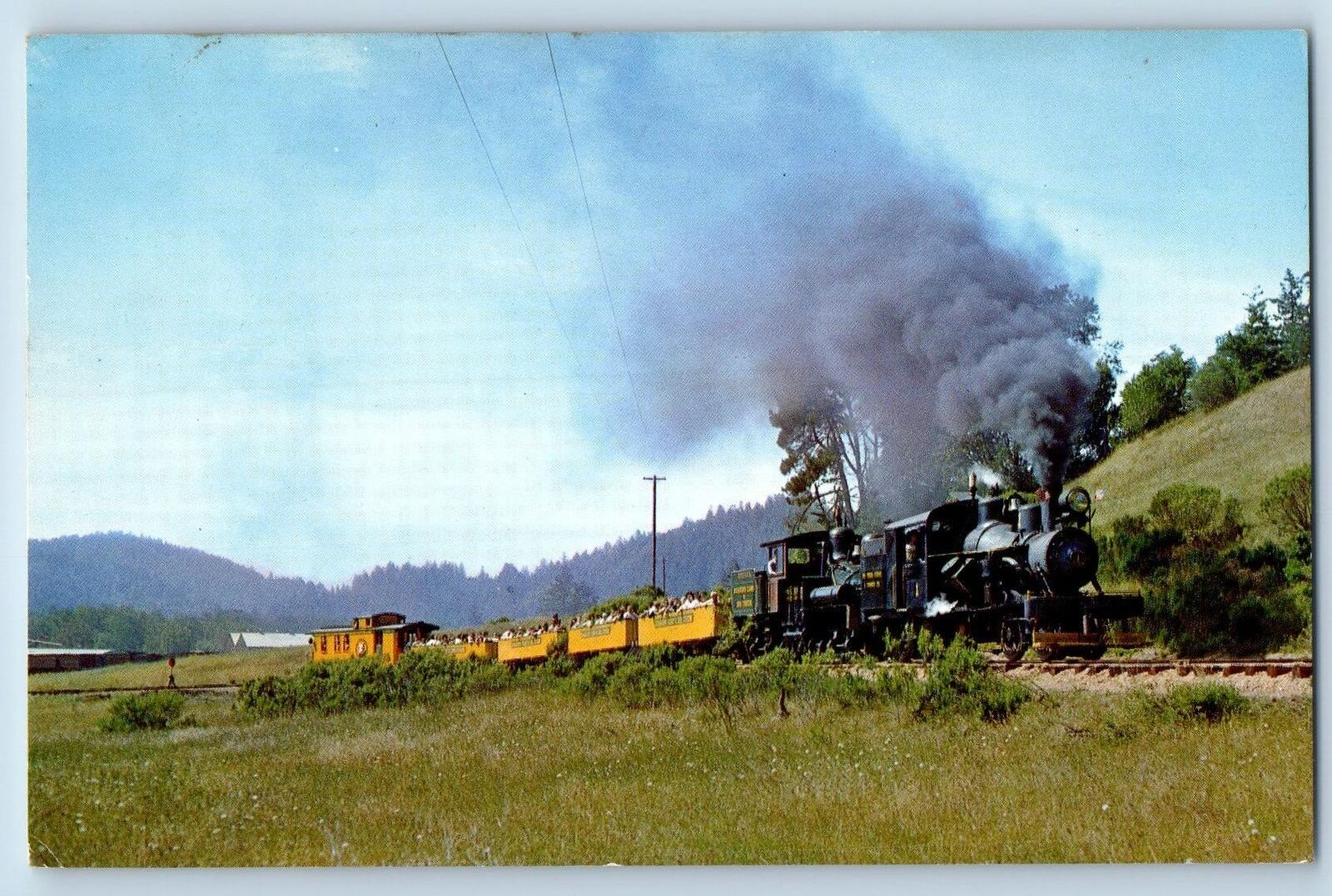1966 South Bound Passenger Steam Doublehead Train Santa Cruz California Postcard