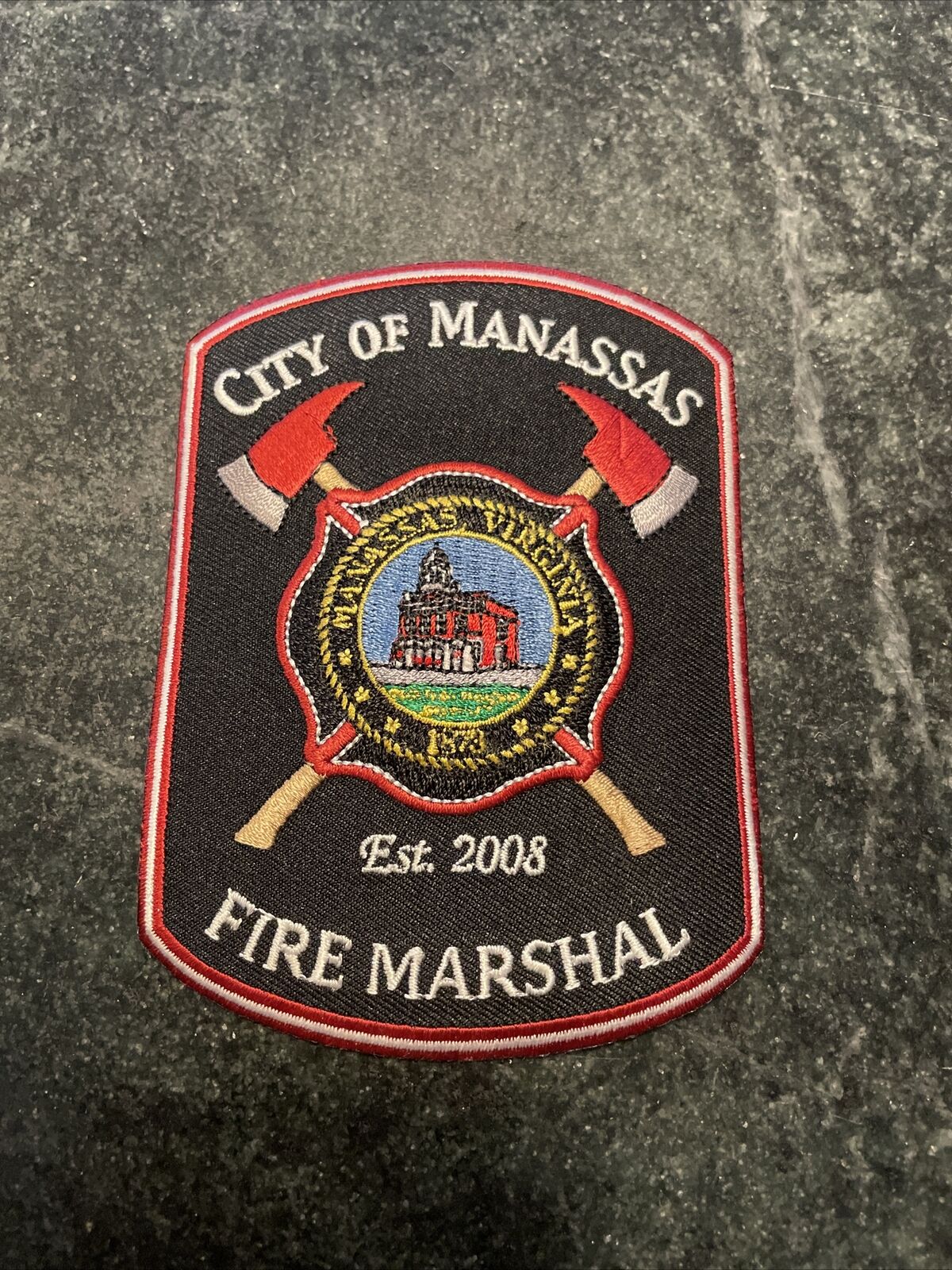 Manassas VA Virginia Fire Marshal Dept Patch Iron On 4” Rare Logo Seal