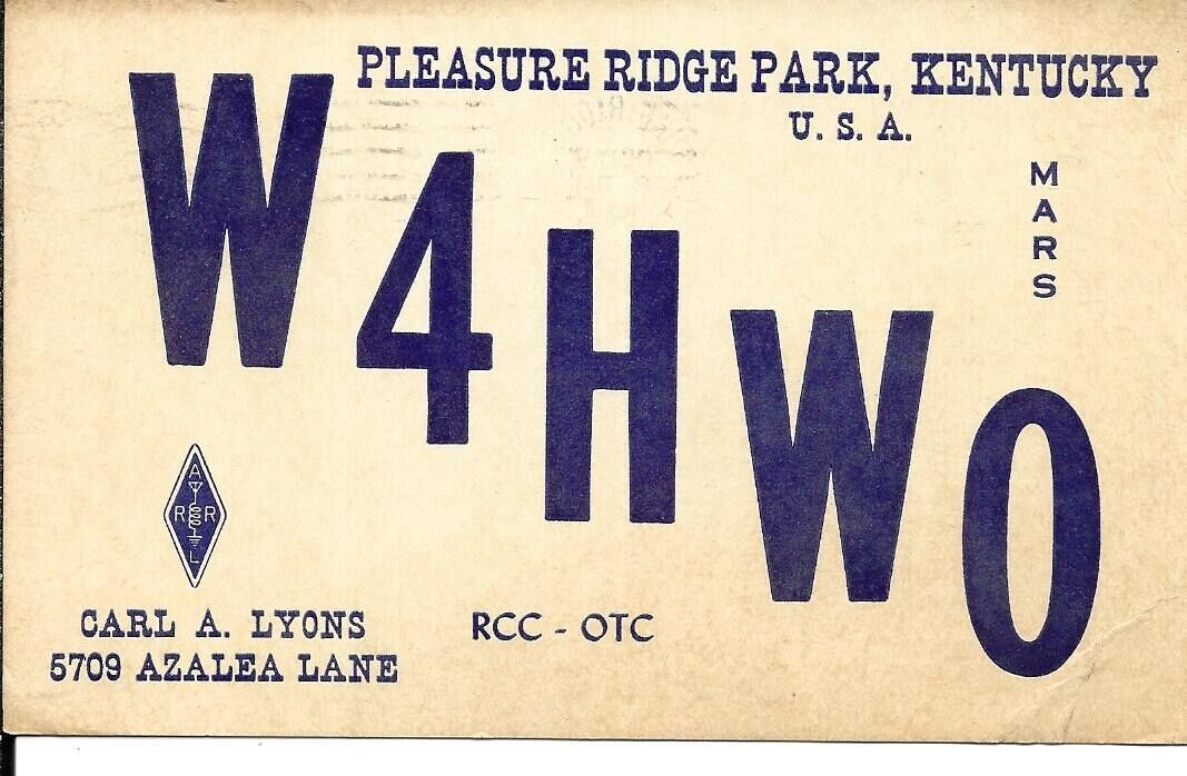 QSL  1959 Pleasure Ridge Park Kentucky    radio card