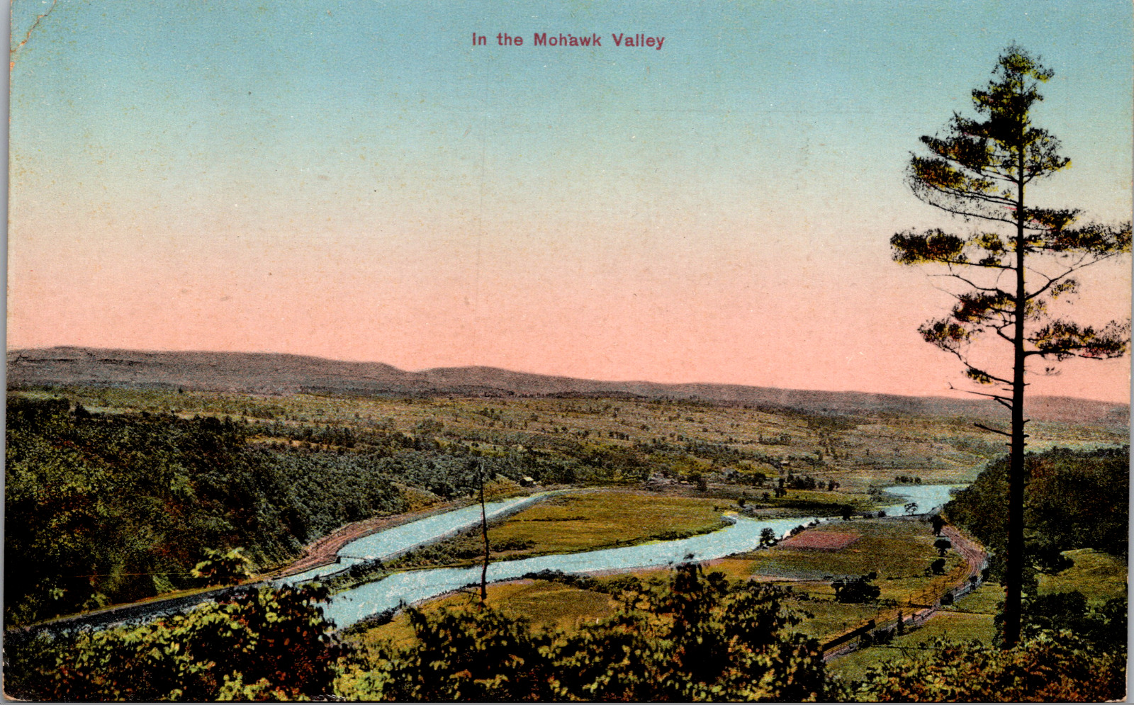 Vintage C. 1910\'s Elevated View of Mohawk River Valley New York NY Postcard 
