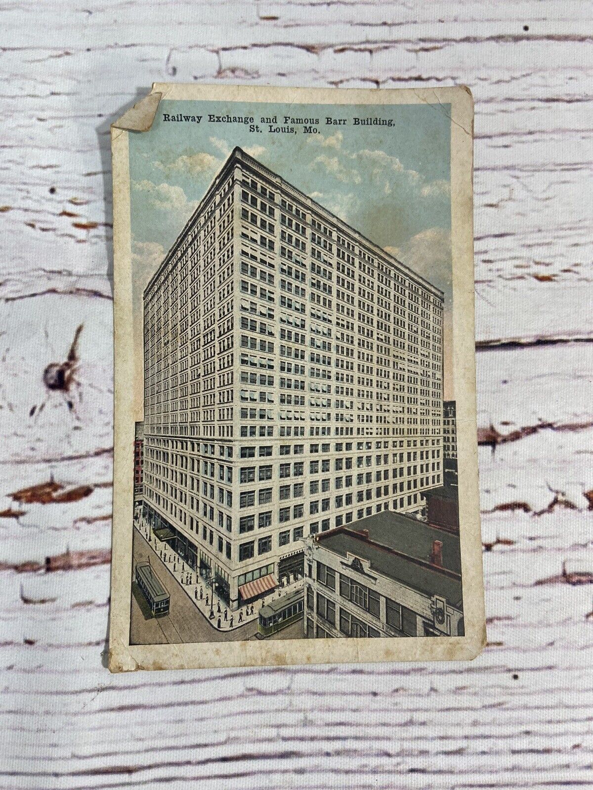 St Louis, MO Railway Exchange Famous Barr Building Postcard 1921 Green Stamp