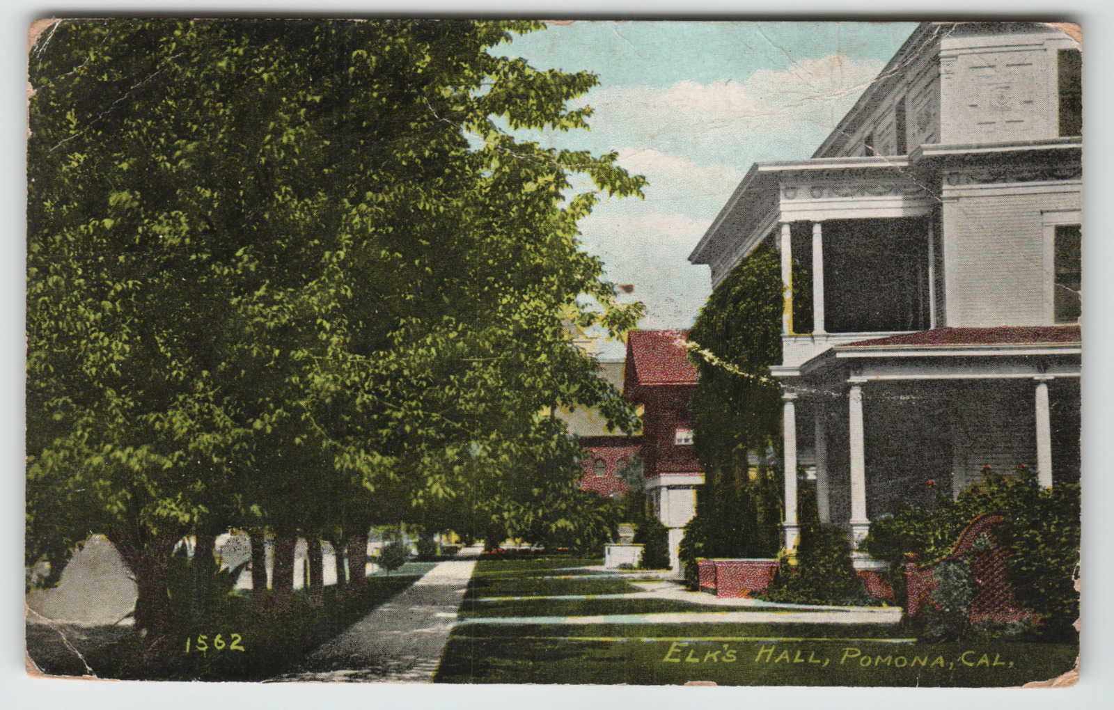 Postcard Vintage 1910 Elks Club Home in Pomona, CA.