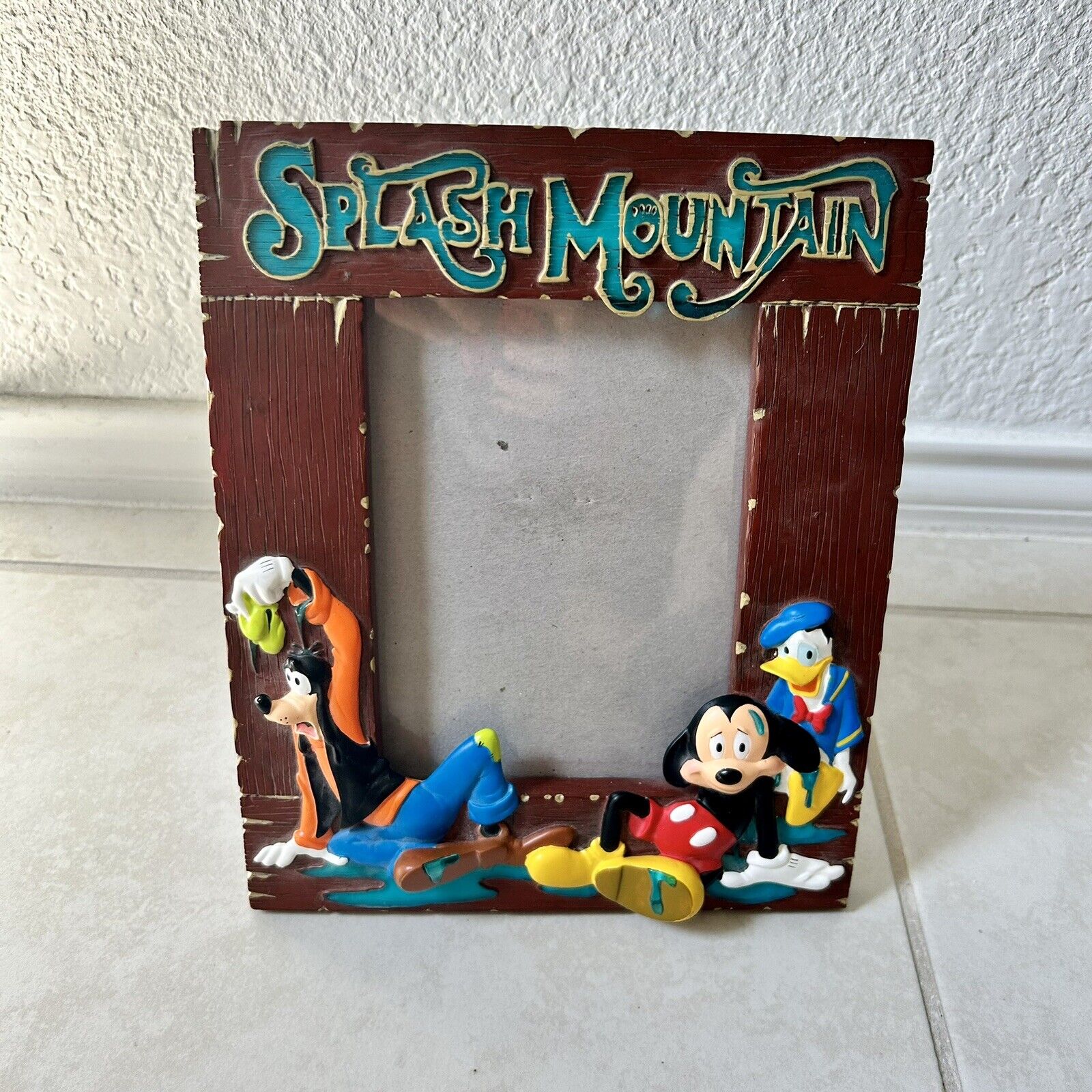 Vintage Disney Parks Splash Mountain 3D Picture Frame Mickey Donald Goofy Resin