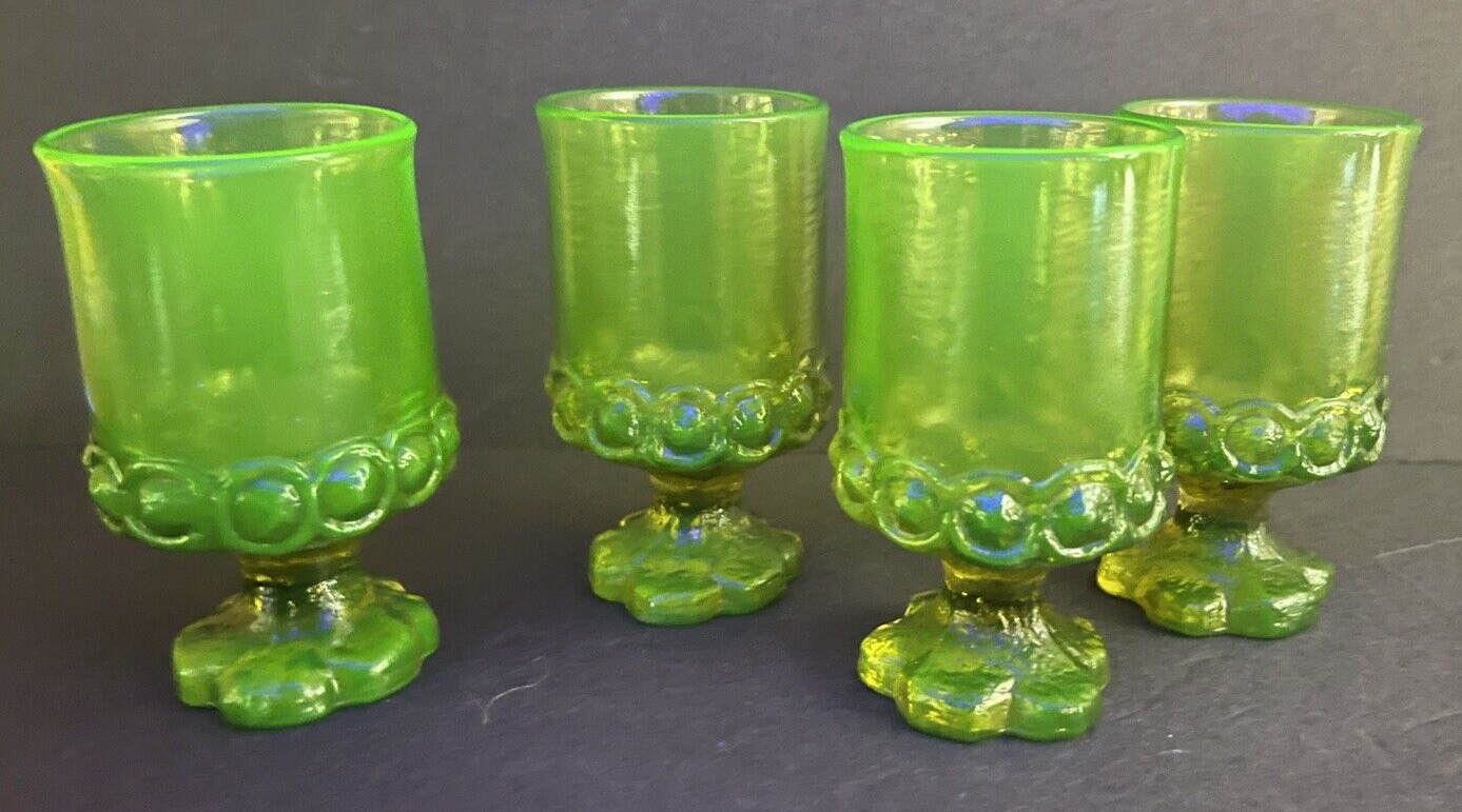 Set of 4 Tiffin Franciscan Madeira Uranium Glass Green 5\