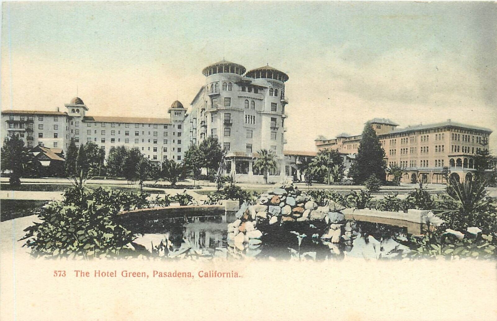 Postcard C-1910 California Pasadena Hotel Green hand colored Cardinell CA24-1343
