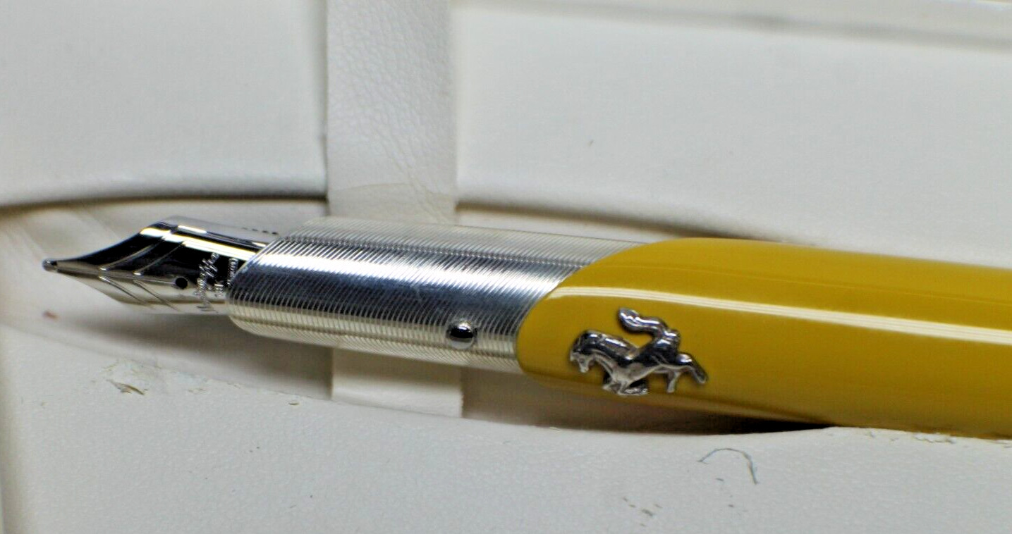 Rare Montegrappa For Ferrari FA Yellow  Fountain Pen 18 K Gold Med Nib # 512/800