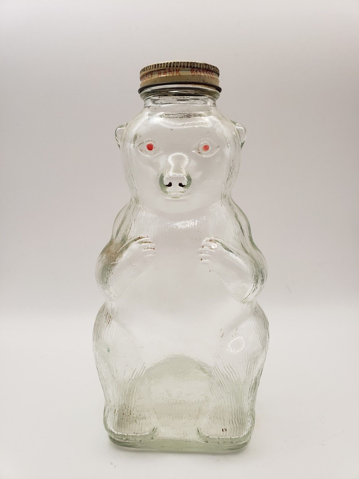 Vintage Snow Crest Beverages Glass Syrup Bear Bank Bottle Salem Mass 7” With Cap