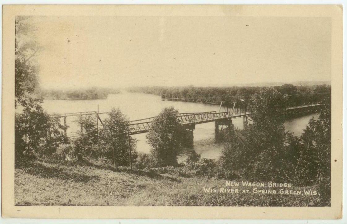 c1910 Spring Green Wisconsin New Wagon Bridge over Wisconsin River
