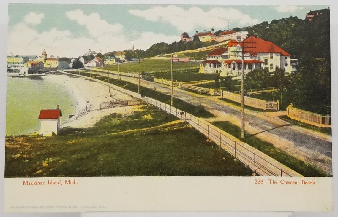 MICHIGAN Mackinac Island Crescent Beach MI Vintage Postcard