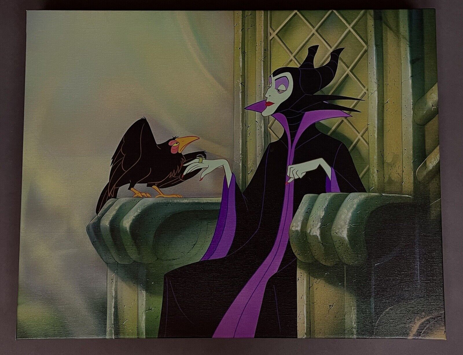 Marvelous Vintage Disney Art Print on Canvas Maleficent From Sleeping Beauty