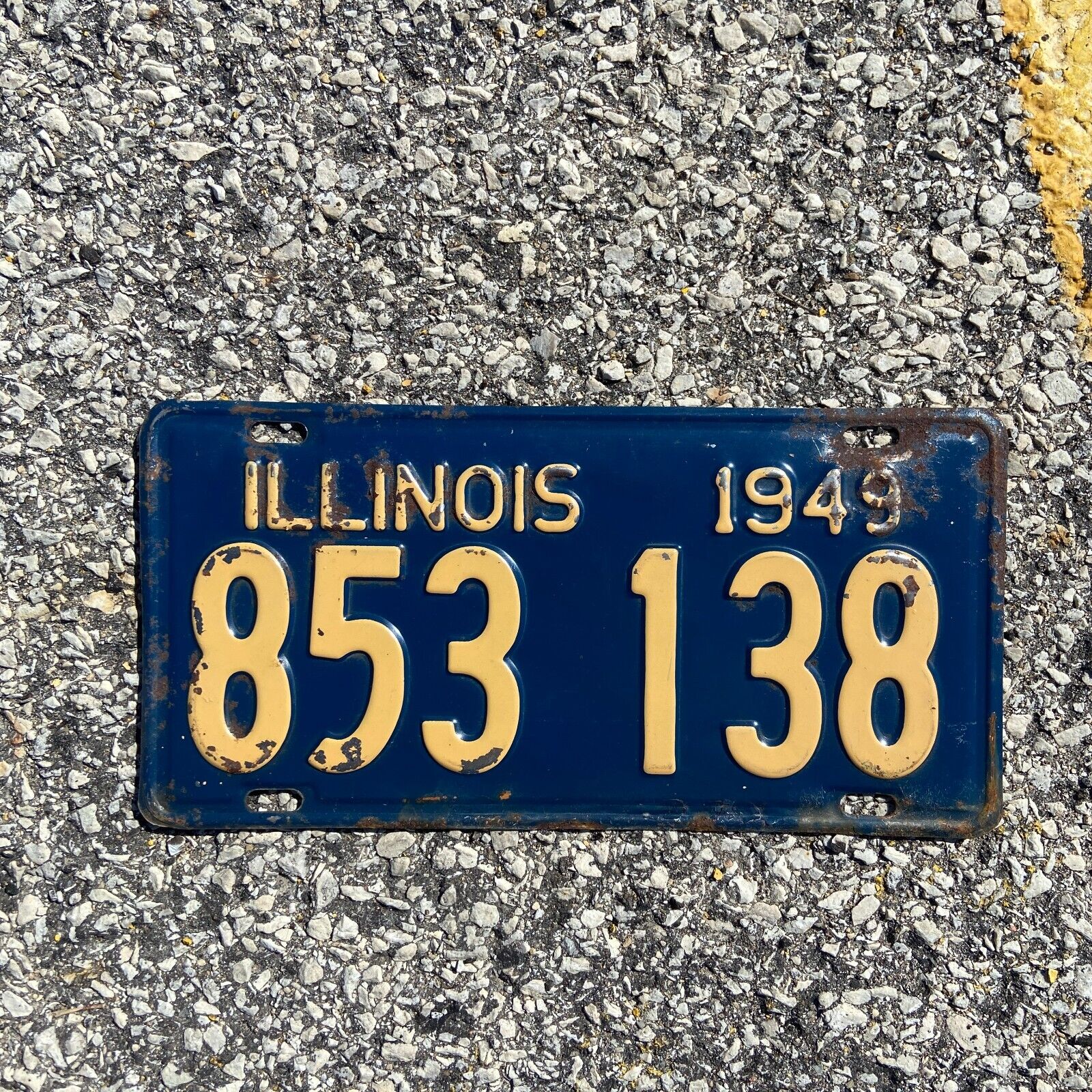 1949 Illinois License Plate Auto Tag Garage Wall Decor Blue 853 138